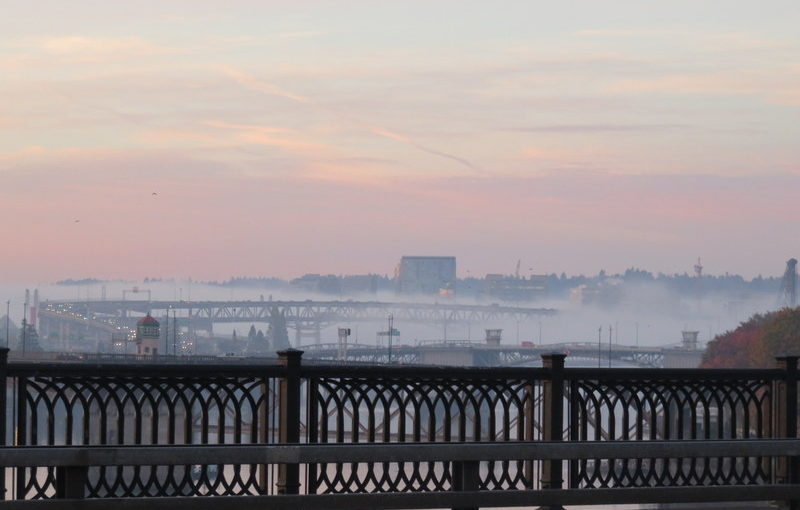 Foggy Portland Morning from the Steel Bridge