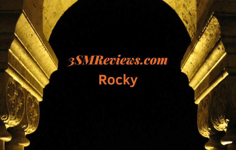 An arch with text : 3SMReviews.com: Rocky